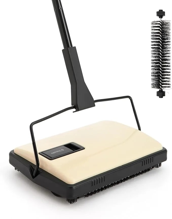 Yocada Manual Carpet Sweeper Cleaner Household Sweeper 1*Extra Brush - Lightweight Hand Push Non-Electric For Home Office Low&Undercoat Carpets Rugs Pet Hair Dust Scraps Paper Rubbish Cleaning