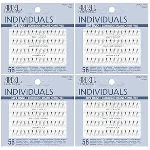 Ardell Soft Touch Individual Lashes – Knot-Free Lash Clusters, Medium Tapered False Eyelashes, 4 Pack