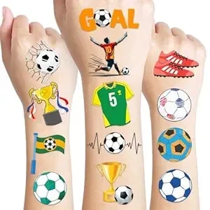96pcs Soccer Temporary Tattoos For Kids Boys Girls - Waterproof & Skin-Safe Football Party Favors, Sports Birthday Decorations, Supplies,Team Rewards & Goodie Bag Stuffers, School Gifts