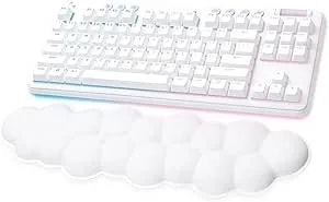 Logitech G715 Wireless Mechanical Gaming Keyboard With Lightsync RGB, Lightspeed, Linear Switches (GX Red), And Keyboard Palm Rest, PC/Mac Compatible - White Mist