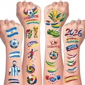 For 2026 World Cup Temporary Tattoos, 45 Pcs 10 Sheets Soccer Tattoos World Cup Party Decorations Favors, Temporary Tattoo Stickers For Soccer International Party Decorations