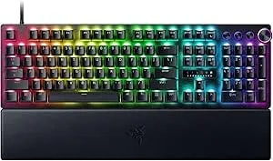 Razer Huntsman v3 Pro Gaming Keyboard: Analog Optical Switches W/Rapid Trigger & Adjustable Actuation - Media Keys & Dial - Doubleshot Pbt Keycaps - Aluminum Top Plate - Wrist Rest (Renewed)
