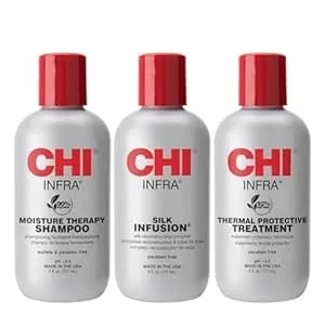 Chi Infra Thermal Care Kit, Moisturizing & Restoring Shampoo, Color Protectant & Serum, Sulfate, Paraben, & Cruelty-Free, 6 Oz (3 Products)