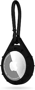Pelican Protector Airtag Holder - Airtag Keychain W/Stainless Steel Carabiner Clip [Impact Resistant] [Travel Essentials] - Protective Air Tag Case For Dog Collar, Backpack, Keys, Luggage - Black