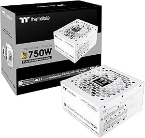 Thermaltake Toughpower GT 750W Snow ATX 3.1 Power Supply; 80 Plus Gold Efficiency; Smart Zero Fan; Native 600W Pcie 5.1 Connector; PS-TPT-0750FNFAGU-W; 5 Year Warranty