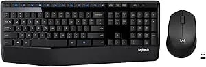 Logitech MK345 Wireless Keyboard And Mouse Combo With Palm Rest, 2.4 Ghz USB Receiver, Compatible With PC, Laptop, Black