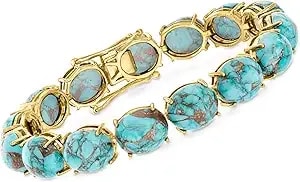 Ross-Simons Mohave Turquoise Bracelet In 18kt Gold Over Sterling