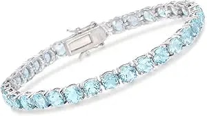 Ross-Simons 19.20 Ct. T.W. Sky Blue Topaz Tennis Bracelet In Sterling Silver