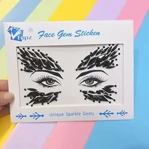 Black Body Jewels Carnival Face Gems Tattoo Body Glitter Adhesive Rhinestones For Face Body Jewels Halloween Sticker For Rave Festival Party (Jet Black/sr57)