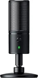 Razer Seiren Emote Streaming Microphone: 8-Bit Emoticon LED Display, Stream Reactive Emoticons, Hypercardioid Condenser Mic, Built-In Shock Mount, Height & Angle Adjustable Stand, Classic Black