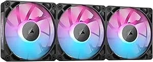 Corsair Icue Link RX120 RGB 120mm PWM Fans With Icue Link System Hub - Magnetic Dome Bearing - Triple Pack - Black