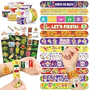 96 Pcs Mexican Fiesta Party Favors – 72 Glow & Regular Tattoos + 24 Slap Bracelets, Perfect For Cinco De Mayo, Birthdays & Cultural Celebrations