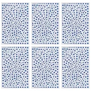 Totelux 1950pcs Blue Face Gems 3/4/5/6mm Round Rhinestones Face Jewels Stickers Crystal Body Eye Temporary Tattoo For Women Makeup Festive Party Costume Cosplay Accessories