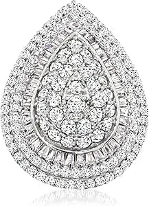 Ross-Simons 4.00 Ct. T.W. Round And Baguette Cz Ring In Sterling Silver