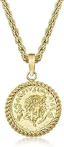 Ross-Simons Replica Coin Pendant Necklace In 18kt Gold Over Sterling