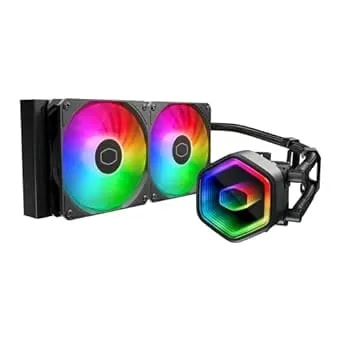 Cooler Master 240 Core II Liquid CPU AIO Cooler – 240mm Radiator, Dual ARGB PWM Fans, Infinity Mirror Dual-Chamber Pump, Quiet Cooling & Easy Installation, AMD AM5/AM4 & Intel LGA 1851/1700, Black