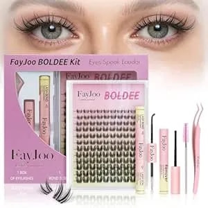 Dramatic Volume Lash Clusters Kit, 0.05mm Thin Band 8-18mm C Curl, Diy Lash Extension With Bond/Seal/Remover/Tweezer, Waterproof Reusable, Fayjoo Boldee 11 Kit