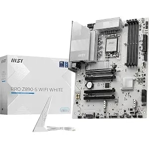 Msi Pro z890-S Wifi White Motherboard, Atx - Supports Intel Core Ultra Processors (Series 2), Lga 1851 - ddr5 Memory Boost (8600+ Mt/S Oc), Pcie 5.0 x16 & 4.0 x16, M.2 gen5, Wi-Fi 7, 2.5g Lan