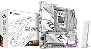 Gigabyte b850m Aorus Elite wifi6e Ice Motherboard- Amd Ryzen 9000 Series Cpus, 12+2+1 Phases Digital Vrm, Up To 8200mhz ddr5 (Oc), 1xpcie 5.0 + 1xpcie 4.0 M.2, 2.5lan, Wifi 7, Usb 3.2 Gen 2