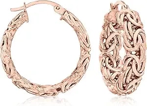 Ross-Simons 18kt Rose Gold Over Sterling Small Byzantine Hoop Earrings