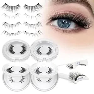 Higu Clace Magnetic-Eyelashes 4 Pairs Magnetic Eyelashes With Applicator Soft Eyelashes Magnetic Lashes Natural Look Wispy PestañAs MagnéTicas Without Eyeliner Easy To Wear And Remove（Djcx-b06)