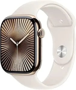 Apple Watch Series 9 [Gps + Cellular, 41mm] - Gold Stainless Steel Case With Starlight Sport Band, M/L (Renewed)