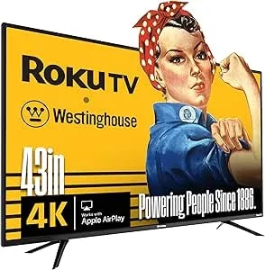 Westinghouse Roku Tv - 43 Inch Smart Tv, 4k Uhd Television With Wi-Fi Connectivity And Mobile App, Flat Screen, Bluetooth, Compatible With Apple Airplay, Alexa And Google Assistant