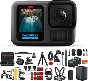 Gopro hero13 Black Camera - Waterproof 5.3k60 Video Action Camera With 3 Spare Enduro Batteries, Dual-Battery Charger, 64gb Extreme Sd Card, Case, And 50-In-1 Camera Accessory Kit - Bundle Set