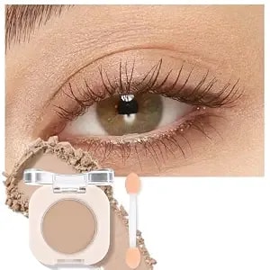 Light Beige Matte Eyeshadow With Brush, Neutral Nude Single Eyeshadow Palette Makeup Kit【Lightweight】【Silky Fine】【Ultra-Buildable & Blendable 】For Daily Eyeshadow Primer Natural Eye Shadow (#01)