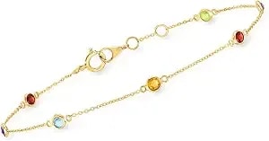Pure Collection By Ross-Simons 0.69 Ct. T.W. Multi-Gemstone Station Bracelet In 14kt Yellow Gold