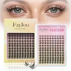 Spiky Fairy Lash Clusters With Ultra-Thin 0.05mm Invisible Band, 8-18mm Manga And Wet-Look Lashes, Widespan Diy Eyelash Extensions, C Curl, 120 Clusters, Beginner Friendly, Fayjoo Flicker 11 Lash Only