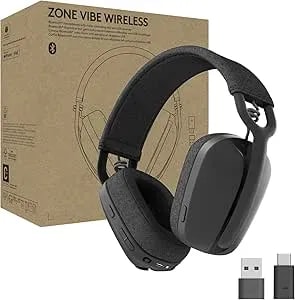 Logitech Zone Vibe Wireless Bluetooth Headphones With Noise Canceling Microphone, Usb-A, Usb-C, For Microsoft Teams, Mac/Pc