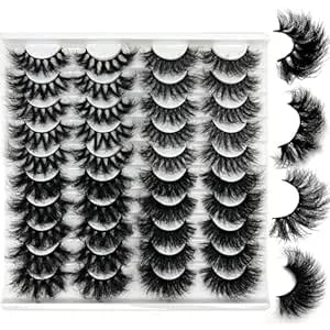 Ifsowdra Mink Lashes Strip D Curl Volume 20/25mm Long Dramatic Lashes 3d Mink Cat Eye Eyelashes Pack, Wispy False Eyelashes Natural Look (4 Styles)