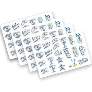 Temporary Tattoo Set, Argentina Flag Style Waterproof Fake Tattoos For Adults Women Men, 4 Sheets Large Size 148x208mm, Long Lasting Festival Party Body Art