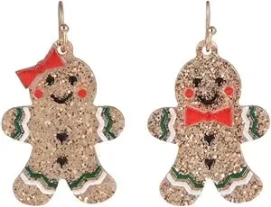 Hallmark Gingerbread Man & Woman Glitter Earrings