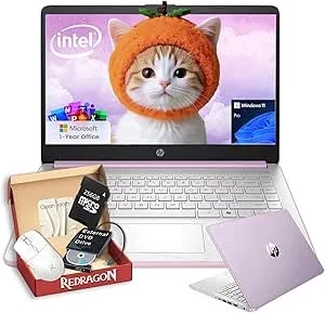 Hp 2026 14" Laptop For College Students- 1-Y Office 365, Intel 4-Core Processor, 4gb Ram, 128gb Ufs & 256gb Sd Card, Wi-Fi 6, Copilot Ai, Win 11pro, All-Day Battery Life, W/Bundle (Purple)