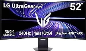 Lg 52g930b-B 52-Inch Ultragear Evo g9 5k2k (5120x2160) Curved Gaming Computer, 240hz, 1ms, Amd Freesync Premium, Vesa Displayhdr 600, Dp 2.1, Hdmi 2.1, Usb-C 90w Pd, Tilt/Height/Swivel Stand, Black