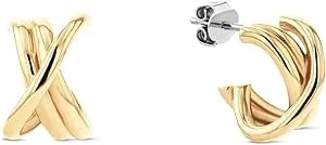 Tommy Hilfiger Women'S Hoop Earrings, Nautical Knot Design With Enamel Stripe Detail, Modern Style, Fashion Jewelry Accessory, Gift For Her