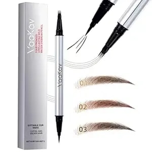 2-In-1 Brow Pen & Liquid Eyeliner – Waterproof Brow Pencil With Fine Microblading Tip, Natural Hair-Like Strokes, Long Lasting, Smudge-Proof Dual-Ended Design(03 Dark Brown)