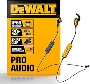 Dewalt Heavy Duty Neckband Bluetooth Earbuds, Wireless Bluetooth 5.2 Headphones W/Microphone, Lightweight Comfort, ip56 Waterproof, Deep Bass Strong Beat, 20h Playtime, Jobsite Behind-Neck Earphones
