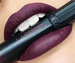 La Splash Cosmetics Soft Liquid Matte Dark Purple Lipstick Plum Long Lasting - Wickedly Divine Collection (Black Of Night)