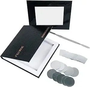 Small Empty Magnetic Makeup Palette With Mirror, Spatula, 20 Metal Stickers, Suitable For Eyeshadow Lipstick Blush Powder Highlighter And Contour (Black, Small)