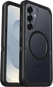 Otterbox Samsung Galaxy s25 (Only) - Defender Series Xt Clear Magnet Case - Dark Side (Clear/Black) - Screenless - Rugged - Lanyard Attachment - Non-Retail Packaging