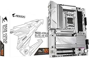 Gigabyte b650 Aorus Elite Ax Ice Amd am5 Atx Motherboard, Support Ryzen 9000/8000/7000 Series, ddr5, 12+2+2 Power Phase, Pcie 5.0 M.2, Usb-C 3.2 Gen 2, wifi6e, 2.5gbe, Ez-Latch, Q-Flash, Rgb Fusion