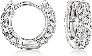 Ross-Simons 0.50 Ct. T.W. Cz Huggie Hoop Earrings In Sterling Silver
