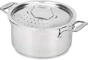 All-Clad Simply Strain Stainless Steel Multipot With Straining Lid, 6-Quart, Induction, Oven Broiler Safe 600f, Strainer, Pasta Strainer With Handle, Steamer Pot, Cookware, Home, Pots And Pans, Silver