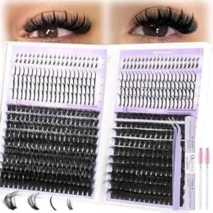 Diy Lash Extension Kit 100d+150d Volume Lash Clusters With Spikes Lash Extension Kit Bottom Lashes Wispy Cluster Eyelash Extensions Kit With Lash Bond And Seal Tweezer Brush Easy To Apply