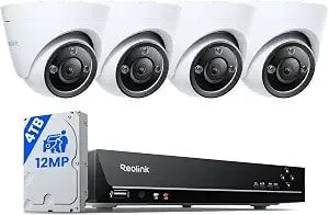 Reolink 8ch 12mp Poe Security Camera System With 4tb Hdd rlk8-1200d4-A - 4pcs H.265 Surveillance Ip Cameras Wired In 12mp Uhd, Person Vehicle Pet Detection, Spotlight Color Night Vision, 8ch Nvr
