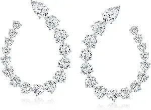 Ross-Simons Rhodium-Plated Front-Back Hoop Earrings With 8.60 Ct. T.W. Czs