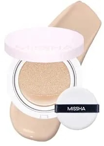 Missha Magic Cushion Foundation No.21 Light Beige For Bright Skin - Flawless Coverage, Dewy Finish, Easy Application For All Skin Types